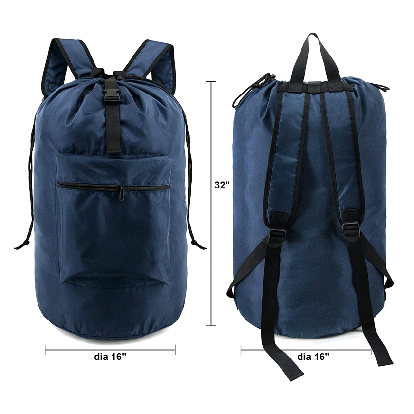 Travel Camp Washable Bag with Adjustable Shoulder Straps and Drawstring Closure Heavy Duty Laundry Backpack