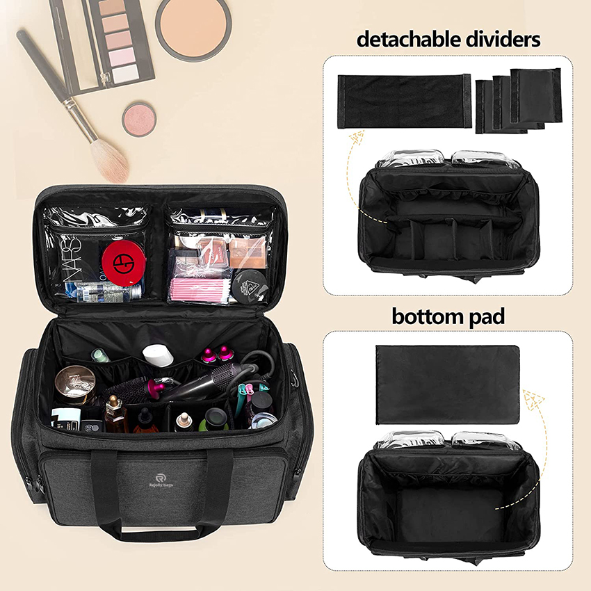 Large Makeup Bag Cosmetic Bag with Removable Dividers, Travel Makeup Case Holds Cosmetics Cosmetic Bag RJ21675