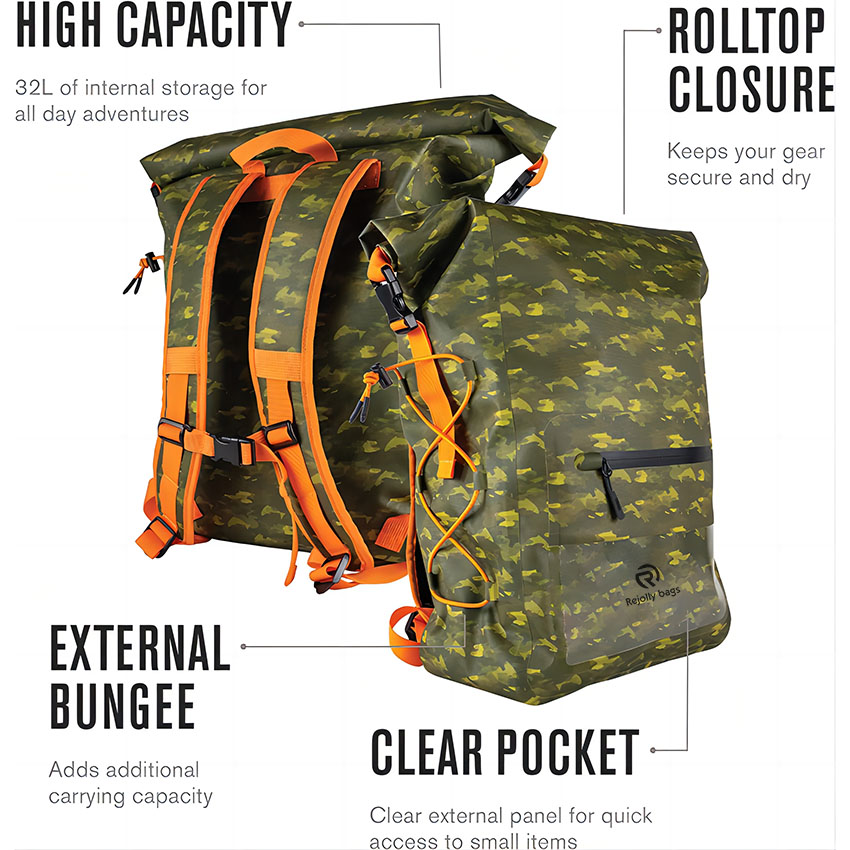 Waterproof Storage Backpack Adventure Fishing Roll Top Dry Bag RJ228358