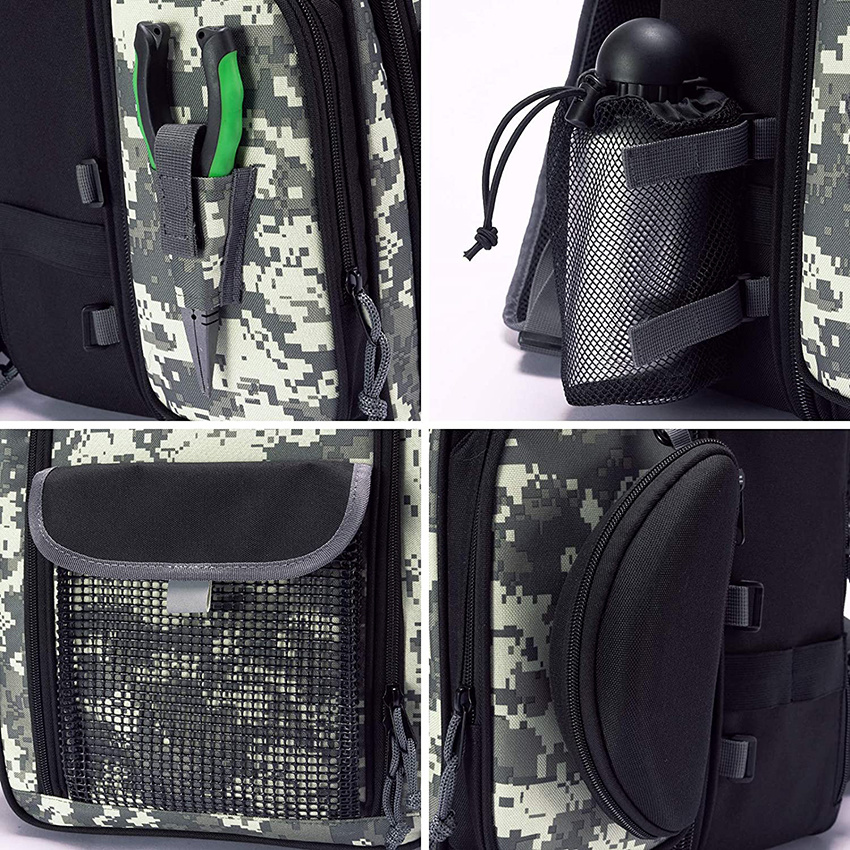 Water Resistant Bag with Rod Water Bottle Holder for Outdoor Camping Hiking Fishing Gear Bag