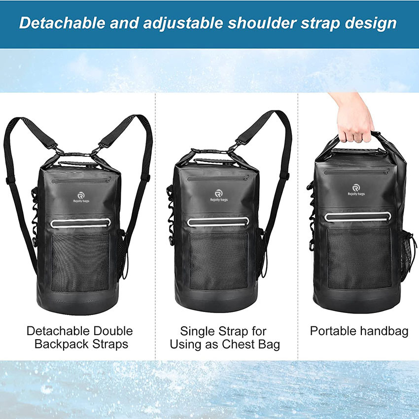 12L Heavy Duty Roll-Top Closure Zipper Pouch with Waterproof Phone Case for Swimming Kayaking Boating Camping Fishing - Gifts for Outdoor Sports Lover - Black B