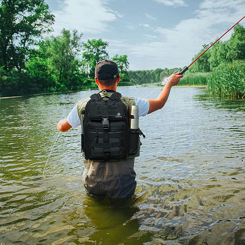 Water-Resistant Fishing Backpack with Adjustable Shoulder Straps Fishing Storage Bag Cross Body Sling Fishing Rod Bags