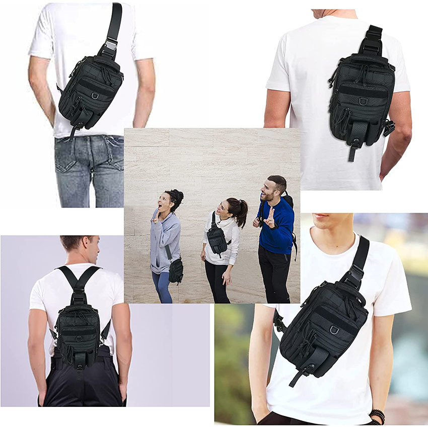 Military Style Dual Pistol Holster Chest Bag Concealed Carry Sling Bag Shoulder Fanny Pack Tactical Range Gun Convertible Backpack for Shooting Hunting Bag