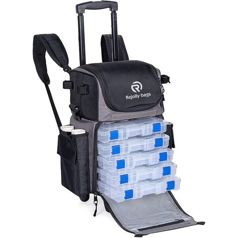 Rolling Fishing Backpack, Tackle Box Storage Bag - Non-Corrosive - Fisherman Gifts for Men Fishing Tackle Bag