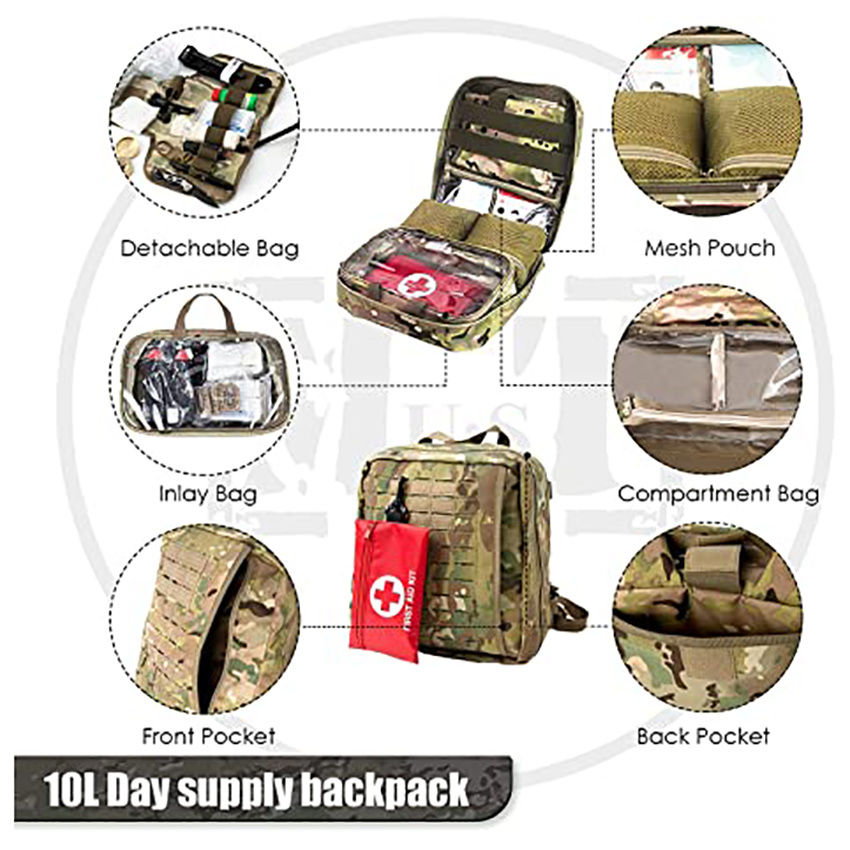 Military Style Bag EMT Individual First Aid Kits Backpack System for Home or Outdoor Survival Emergency Bag