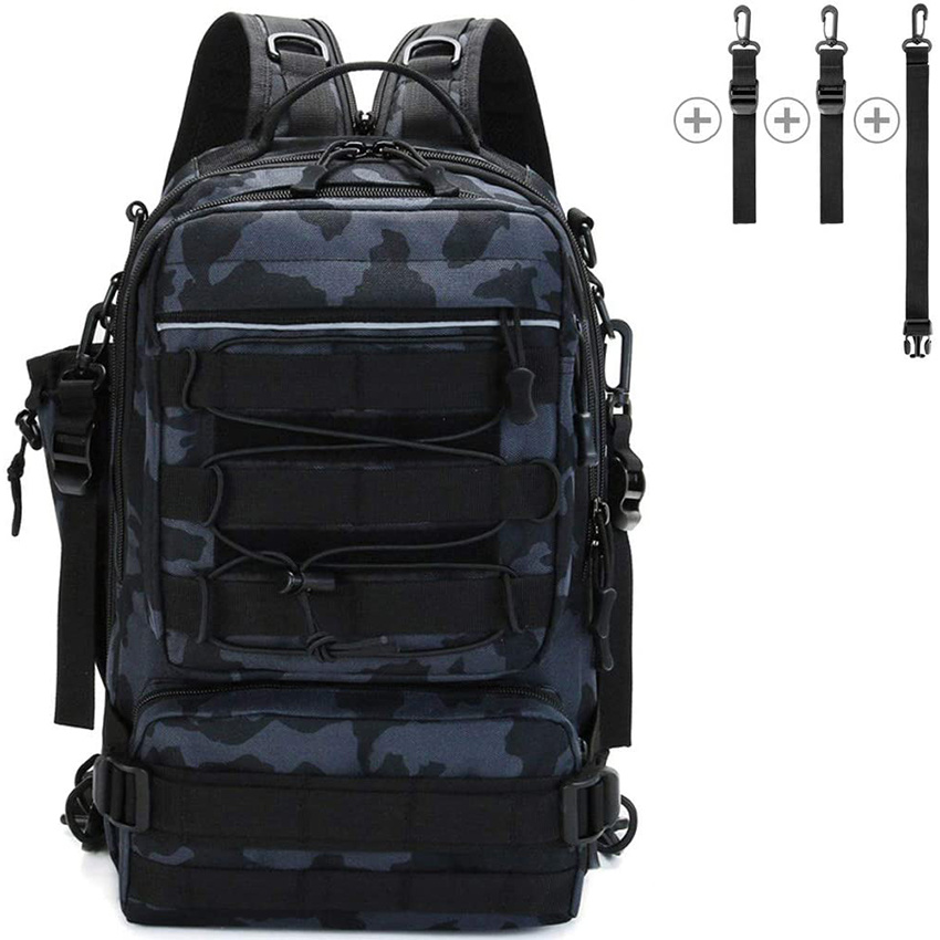 Storage Outdoor Shoulder Backpack, Water-Resistant Fishing Gear Bags with Rod Holder Fishing Gear Bag