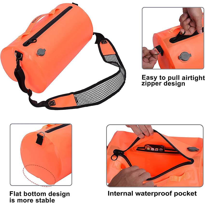 15L Swimming Waterproof Surf Bag Floating Breathable Shoulder Strap Airtight Zipper Dry Bag