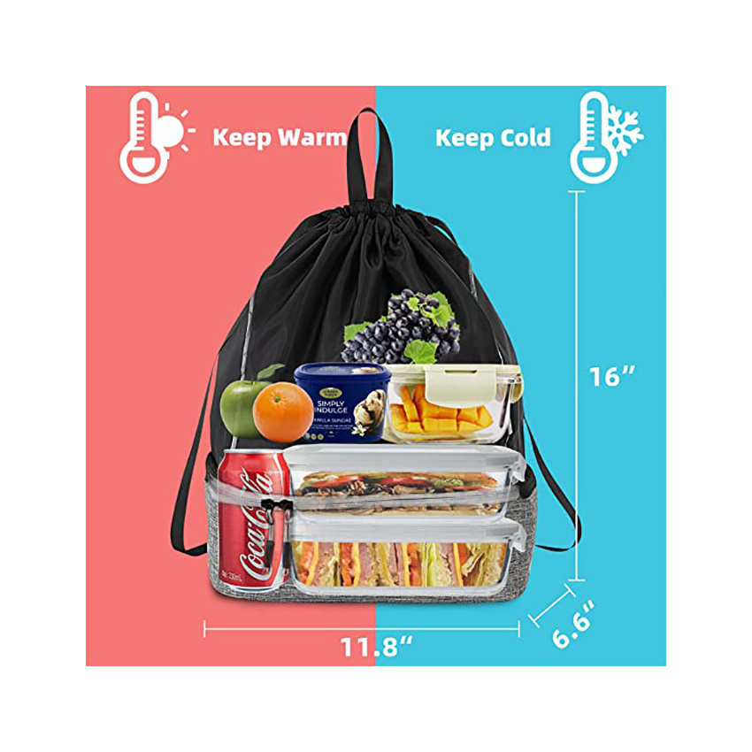 Gym Bag Drawstring Backpack with Insulated Lunch Compartment Wet and Dry Separation for Men Women Yoga Outdoor Swim