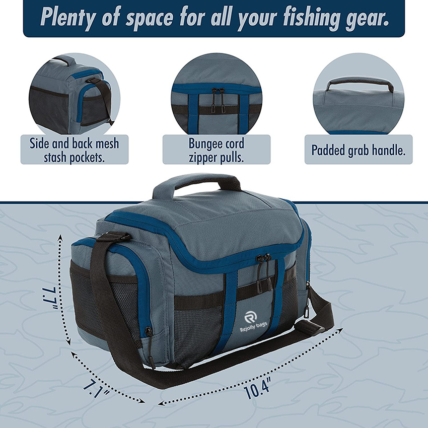 Soft Sided Fishing Bag Includes 2 Fishing Accessories Utility Boxes Top Loading Fishing Gear Bag
