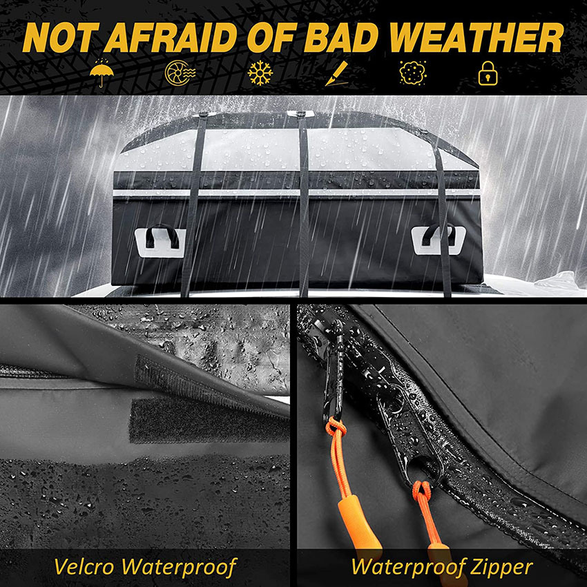 20 Cubic Feet Car Roof Bag, 100% Waterproof Anti-Tear 900d PVC Rooftop Cargo Carrier for All Vehicle with/Without Rack, Includes Anti-Slip Mat, 6 Door Hooks Bag