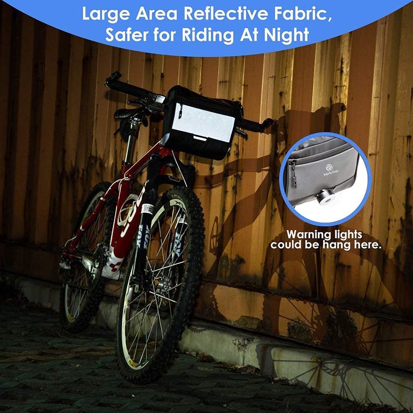 Large Reflective Bicycle Handlebar Basket Bags Water-Resistant Storage Pannier for Bike Touchable Transparent Phone Holder Pouch Bicycle Bag