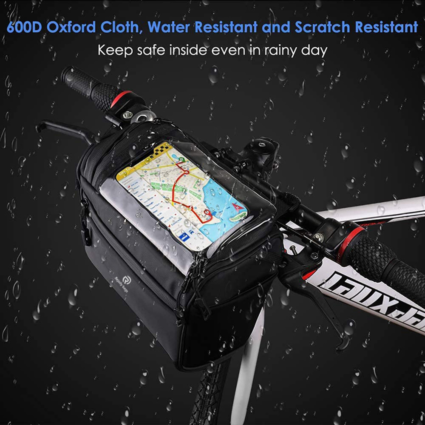 Large Reflective Bicycle Handlebar Basket Bags Water-Resistant Storage Pannier for Bike Touchable Transparent Phone Holder Pouch Bicycle Bag