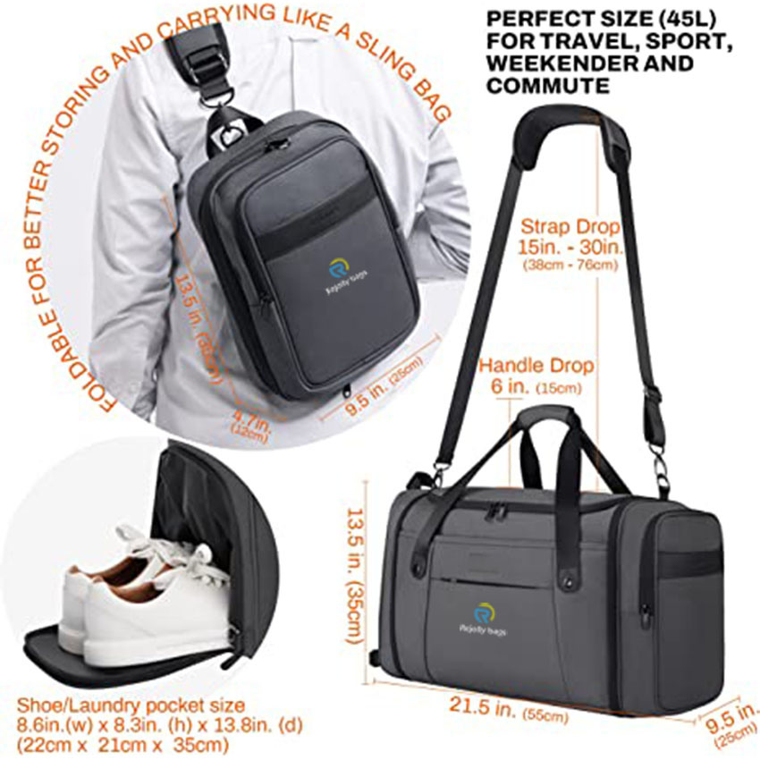 Foldable Weekender Carry on Duffle Luggage with Shoe Compartment Wear for Outdoor Travel Bag