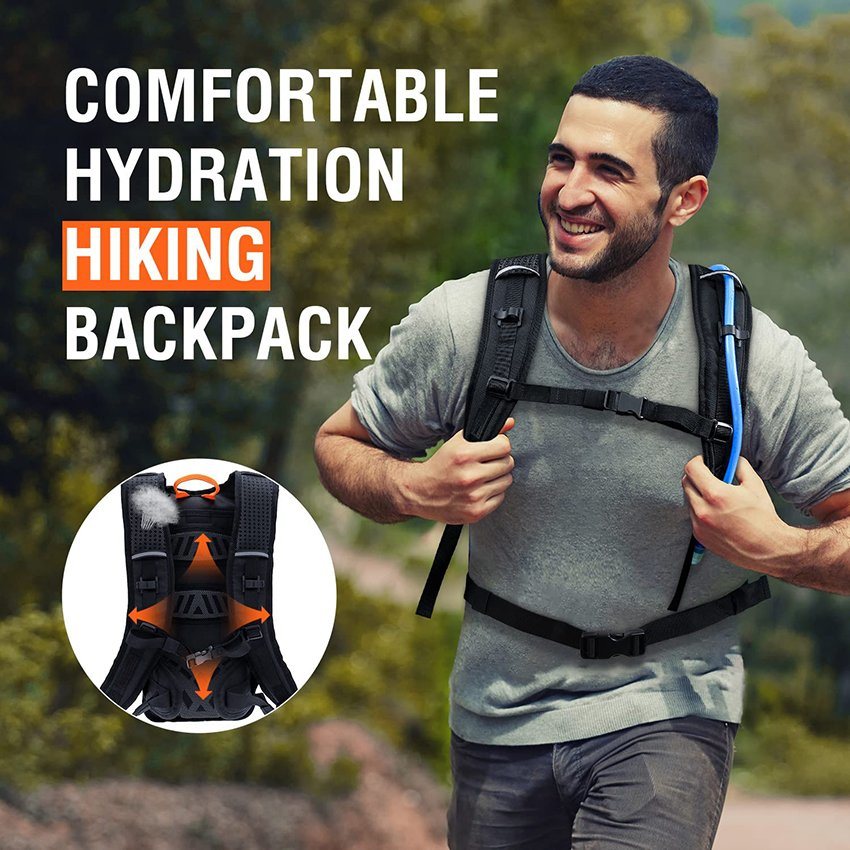 Hiking Backpack Hydration Backpack Water Backpack Hiking Cycling Waterproof Bag with 2L BPA Free Bladder Outdoor Running, Camping, Climbing Hydration Backpack