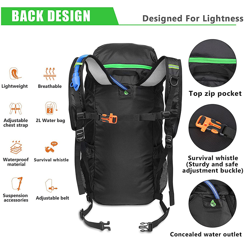 Lightweight Hiking Backpack Waterproof Running Backpack Water Pack for Cycling Music Festivals Hydration Backpack