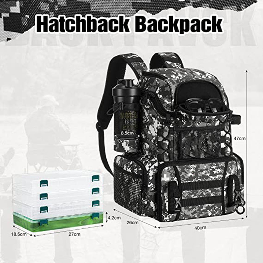 with 4 Boxes, Fishing Bag Large Capacity with 4 Trays and Protective Rain Coverfishing Fish Bag