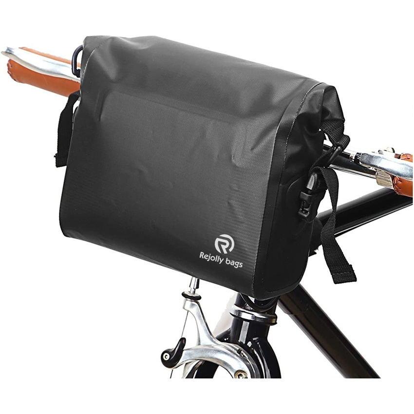 Waterproof Bicycle Handlebar Bag Rolltop Closure Large Capacity Front Bag with Adjustable Shoulder Strap Accessories Humanized Design Bike Bag