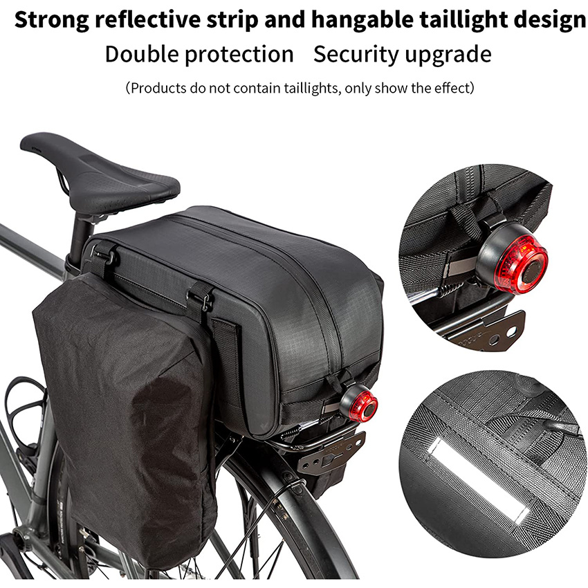 Storage Pannier Saddle 26L Multifuction Rear Bike Cargo Rack Bags with Reflective Strips Waterproof Travel Accessories Expandable Luggage Bike Trunk Bag