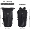 35L Waterproof Backpack, Lightweight Dry Bag Backpack for Hiking, Kayaking, Boating, Fishing Black/Blue Bag