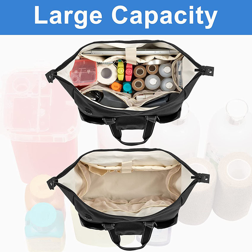 Utility Tote and Nurse Bag, Home Health Nurse Bag with Zip-Top Closure and Side Fasten Snaps for Home Visits, Clinical Study Medical Bag