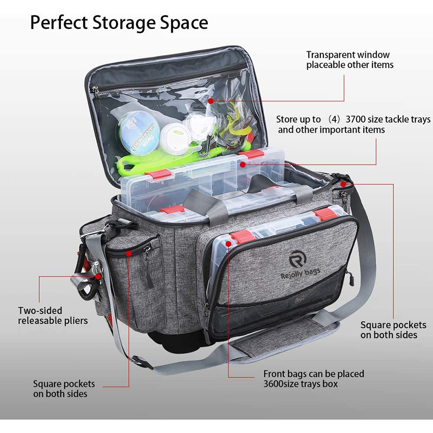 Outdoor Large Fishing Tackle Storage Bag - 100% Water-Resistant Polyester Material - Fishing Tackle Bags Fishing Gear Bag