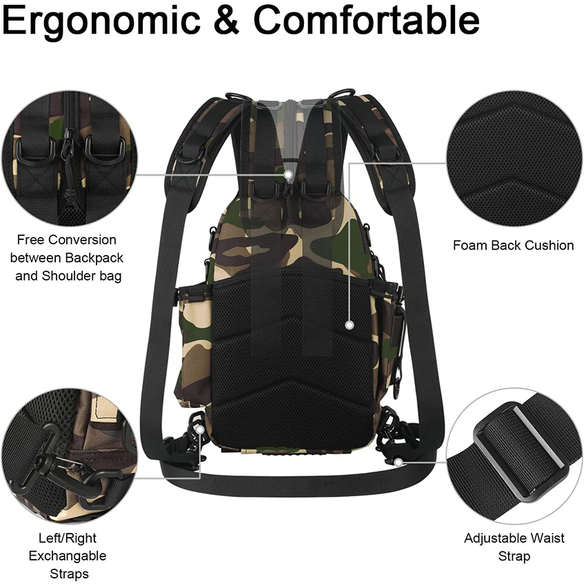 Small Waterproof Fishing Bag for Men with Rod Holder, Wild River Storage Shoulder Bags Fishing Gift for Outdoor Camping Hiking Fishing Rod Bags