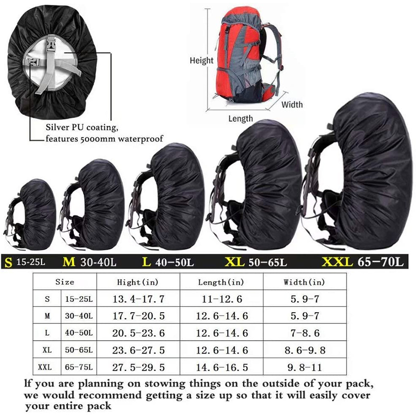 Waterproof Backpack Rain Cover Upgraded Triple Adjustable Anti Slip Buckle Strap Wear-Resisting Bag