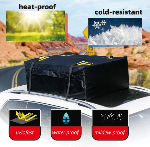 Carrier Bag with 100% Waterproof Zipper and Rain Flap 15 Cubic FT for Cars with or Without Racks Car Rooftop Cargo Bag