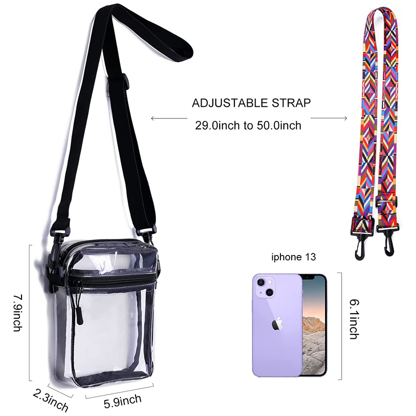 Clear Bag Stadium Approved TPU Clear Purses Extra Inside Pocket Crossbody Bag Adjustable Strap for Concert Sporting Events