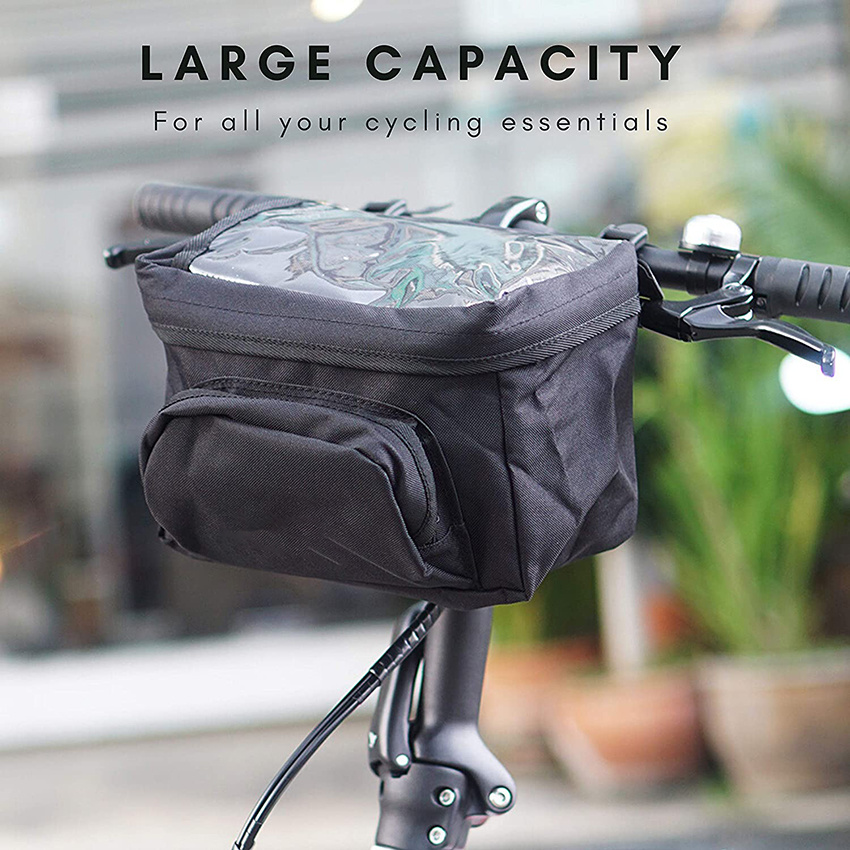 Bicycle Handlebar Bag Basic with Waterproof Rain Cover Strap Fixing