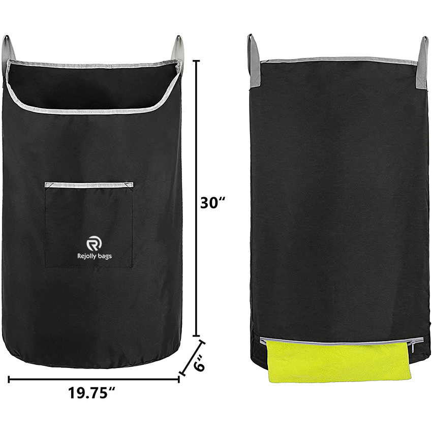 Hanging Laundry Hamper Bag X-Large Over The Door Hanging with 2 Hook Types Saving Space with Zipper for Bathroom Home Travel Dormitory Laundry Bag