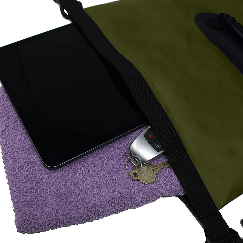 Waterproof Dry Bag with Easy Access Front Zippered Pocket, Side Pocket, Padded Shoulder Straps, and Grab Handle for All Water Sports Dry Bag