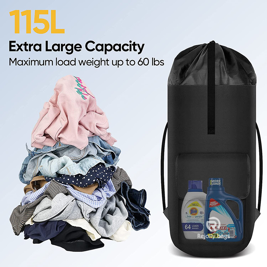 Laundry Backpack with Straps Extra Large Heavy Duty Dirty Clothes Hamper with Drawstring Closure Machine Washable Durable for College, Travel Laundry Bag