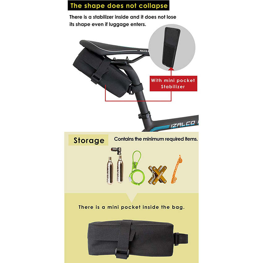 Bike Saddle Bag Rear Durable Waterproof Cycling with Reflector Road MTB Bike Bag