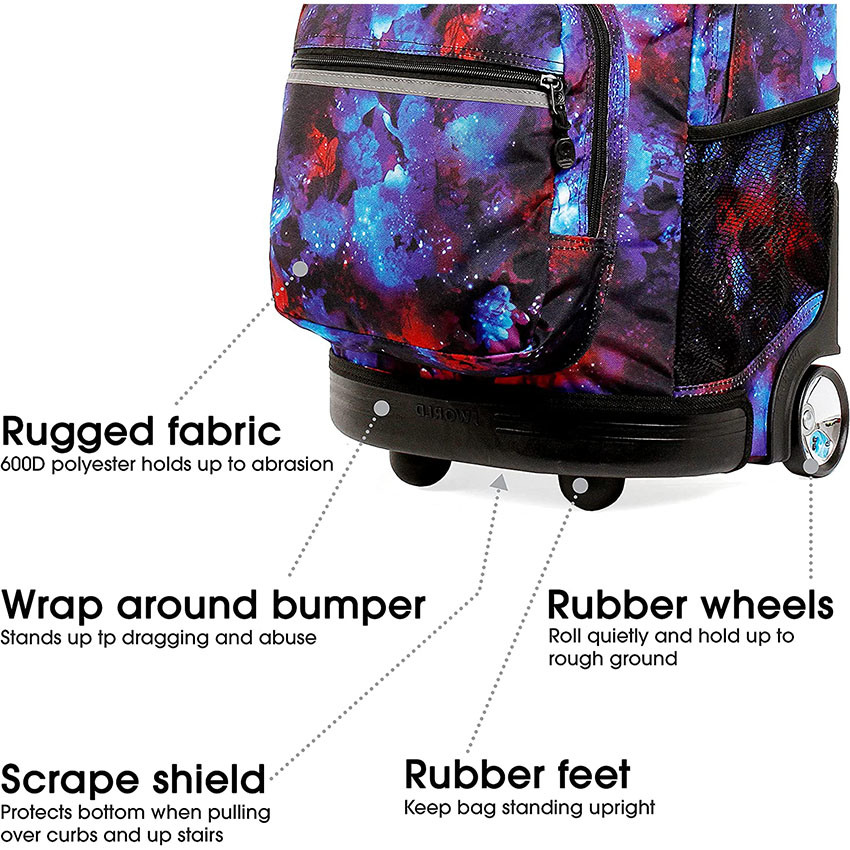 Large Capacity Carry on Luggage Durable Rolling Backpack with Wheels Bag