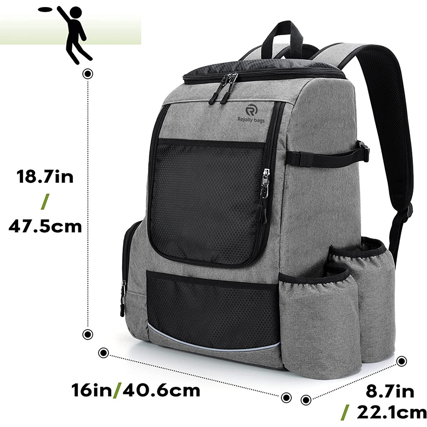 Disc Golf Backpack with Two Sidewall Supports, with 24-26 Discs Capacity, Cushioned Lumbar for Extra Comfort, Multi Pockets and Waterproof Golf Dics Bag