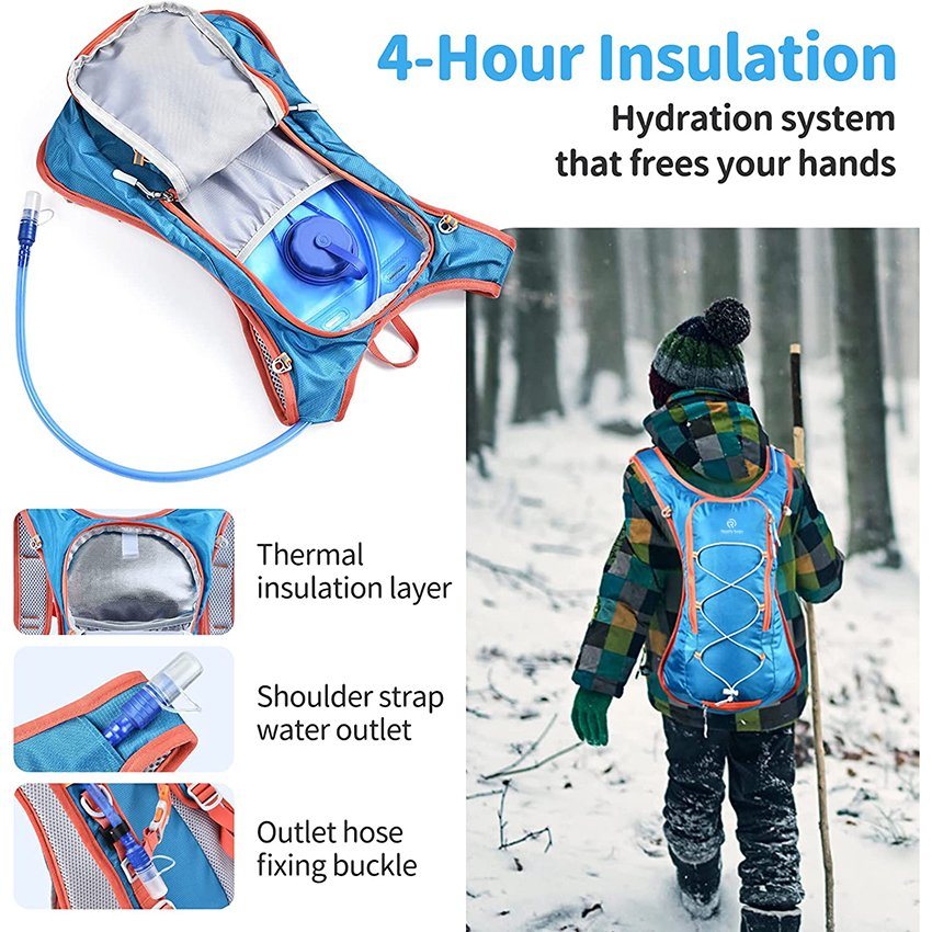 Insulated Hydration Pack 1.5L for Age 8-15 Hiking Backpack for Running, Cycling, Camping Hydration Bag