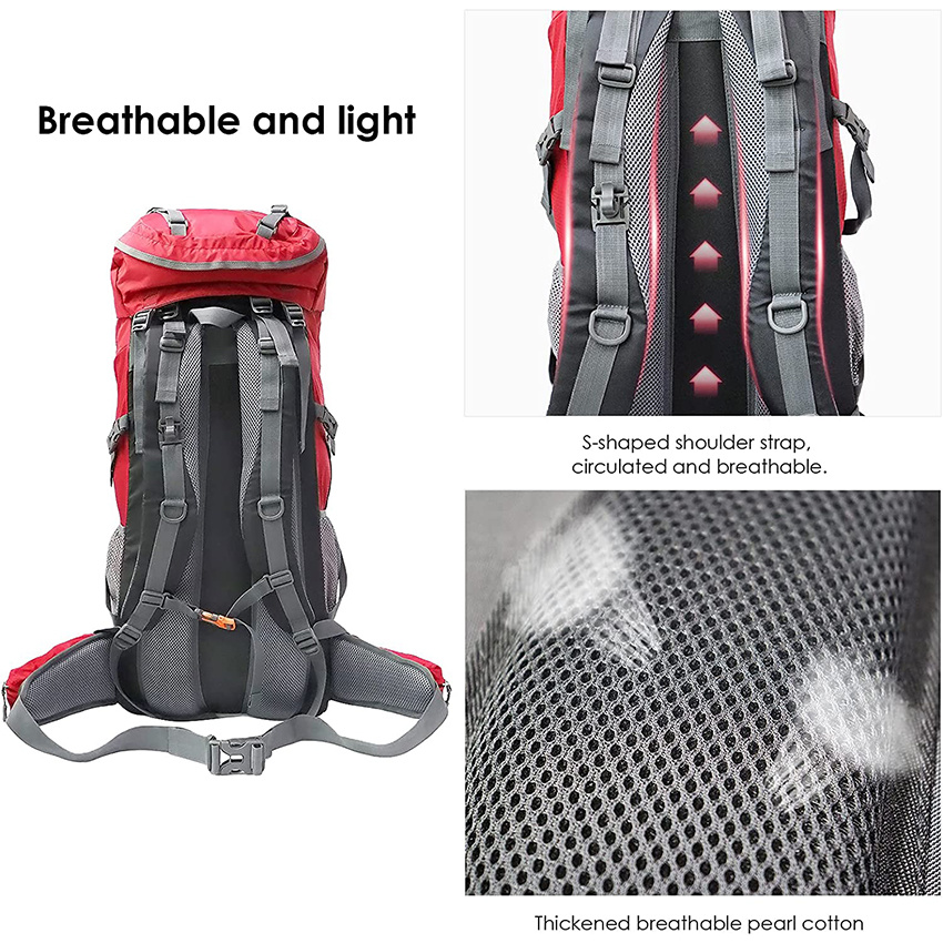 75L Hiking Backpack with Rain Cover Waterproof Camping Backpack Shoes Warehouse for Men Women Bag