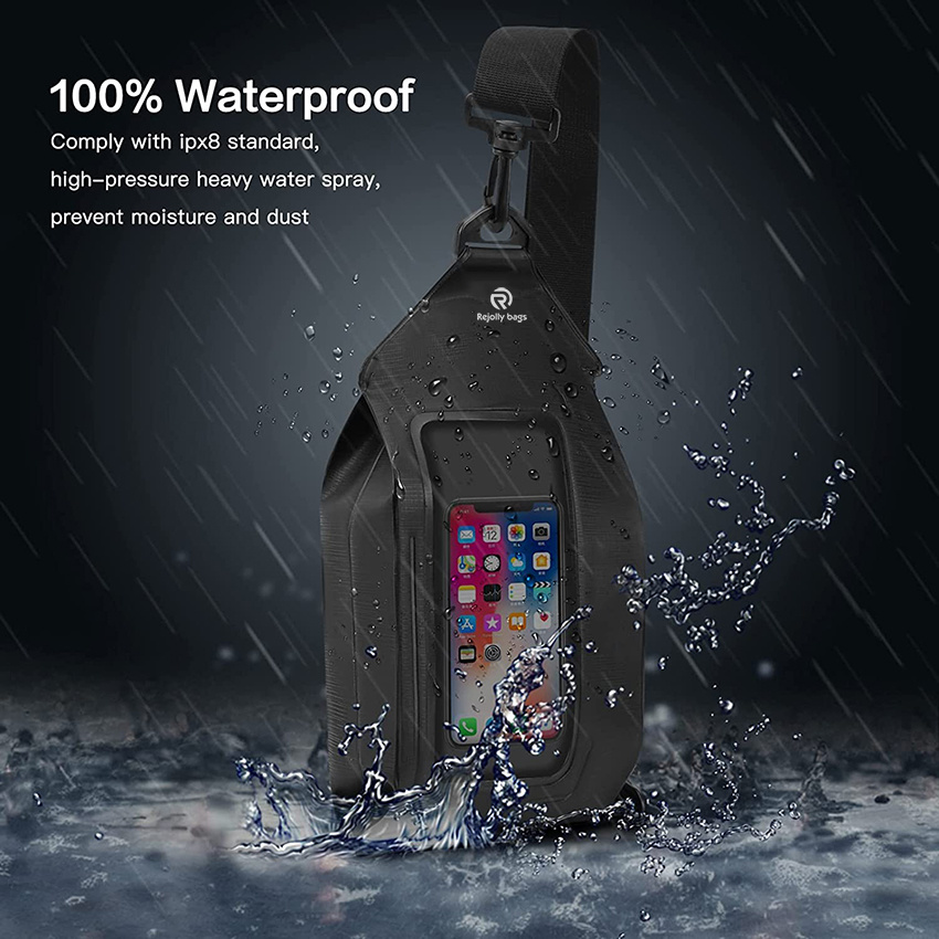 Waterproof Boating Slim Adjustable Chest Bag Waist Pack with Transparent Touchscreen Cover Fit Most 6.7 Inch Smart Phone for Riding, Pool, Kayaking Dry Bag