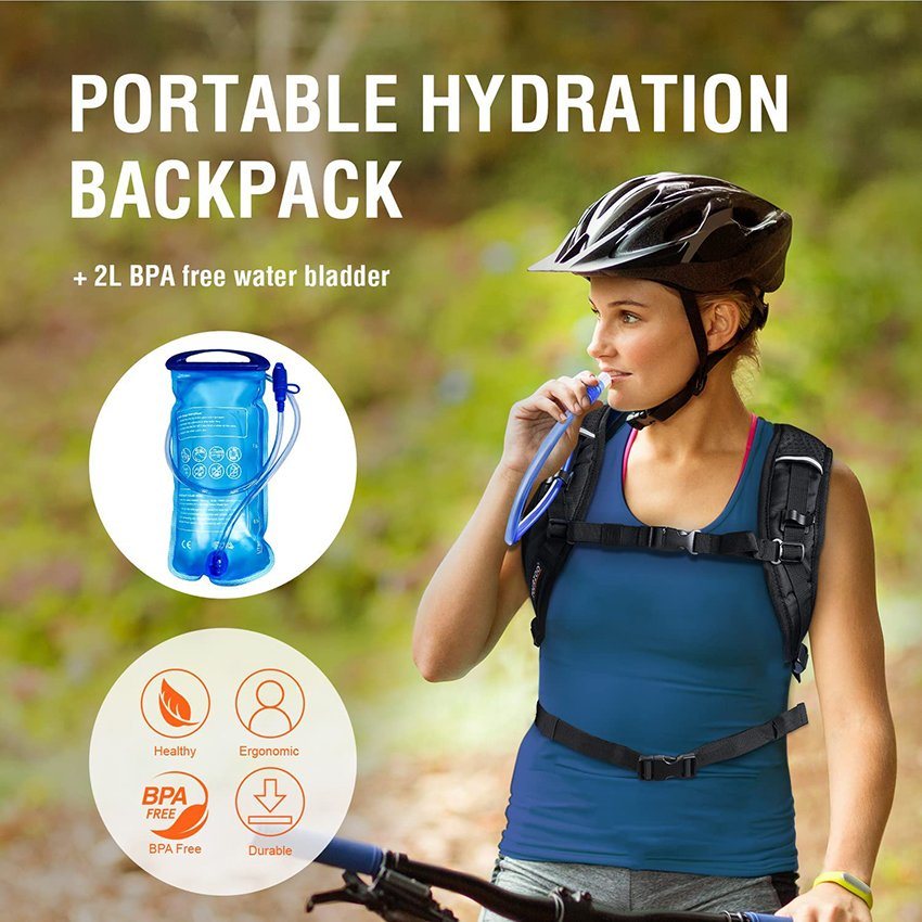 Hydration Backpack with 2L BPA Free Bladder, Water Backpack, Lightweight Waterproof Hiking Backpack with Hydration Bladder, for Outdoor Hydration Bag