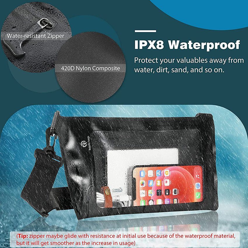 Waterproof Fanny Pack Pouch, Touchable Screen Phone Pouch with Adjustable Strap, Keep Your Phone & Valuables Safe and Dry for Swimming Boating Dry Bag