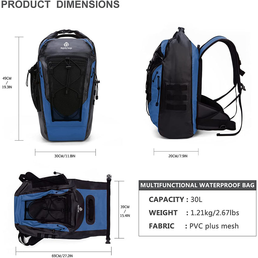 30L Waterproof Dry Backpack for Kayaking, Boating, Swimming, Floating, Fishing, Hiking, Camping, Travel, Beach Bag