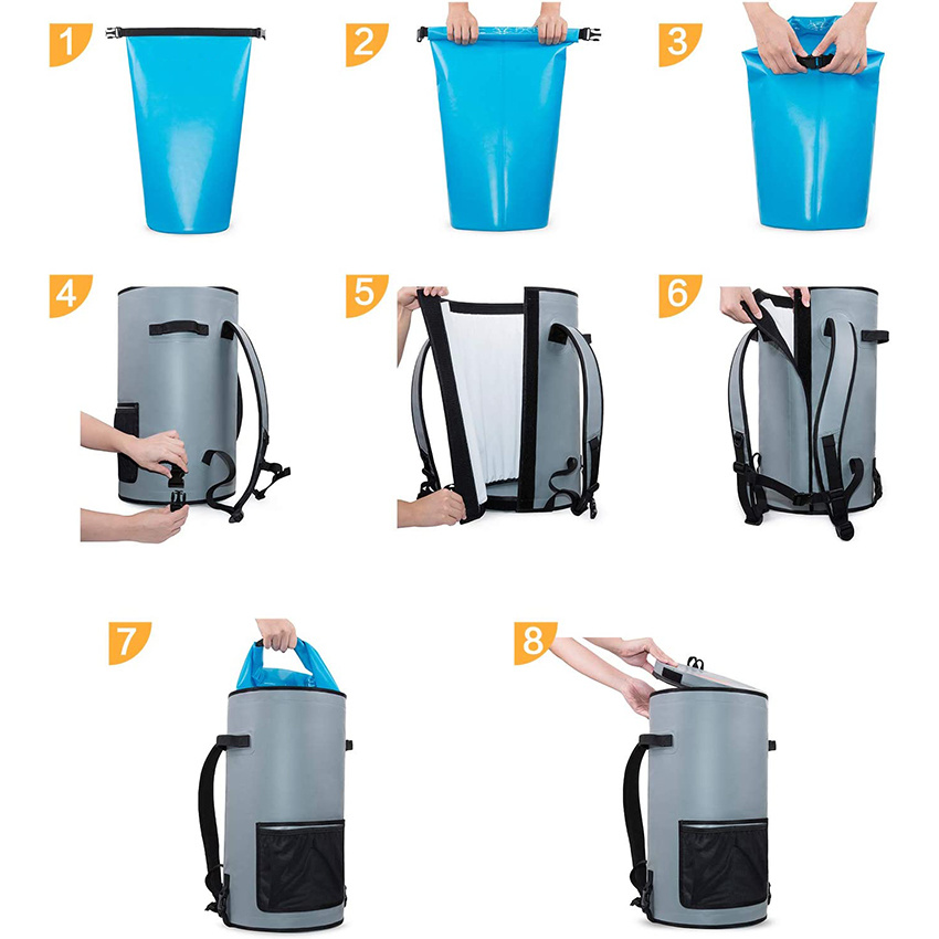 Backpack Cooler Waterproof Dry Bag All-Purpose Soft Sided Cooler Bag Lightweight Cooler Backpack for Kayaking, Beach, Rafting, Boating Dry Bag