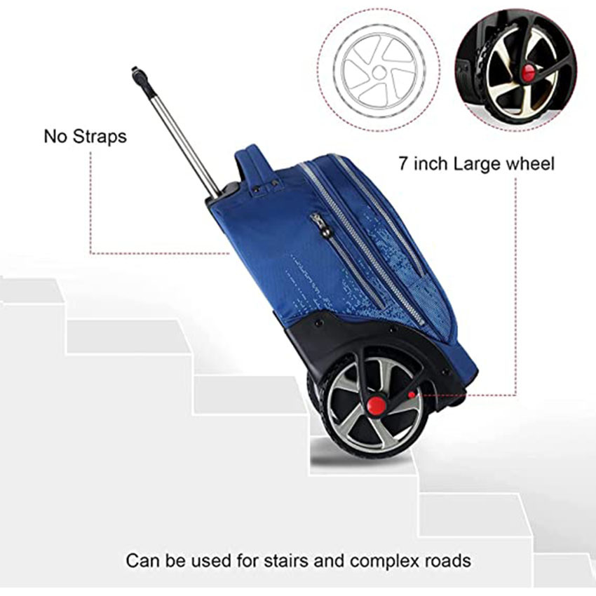 19 Inch Rolling Bookbag with Adjustable Handle and No Straps for Business Roller Bag