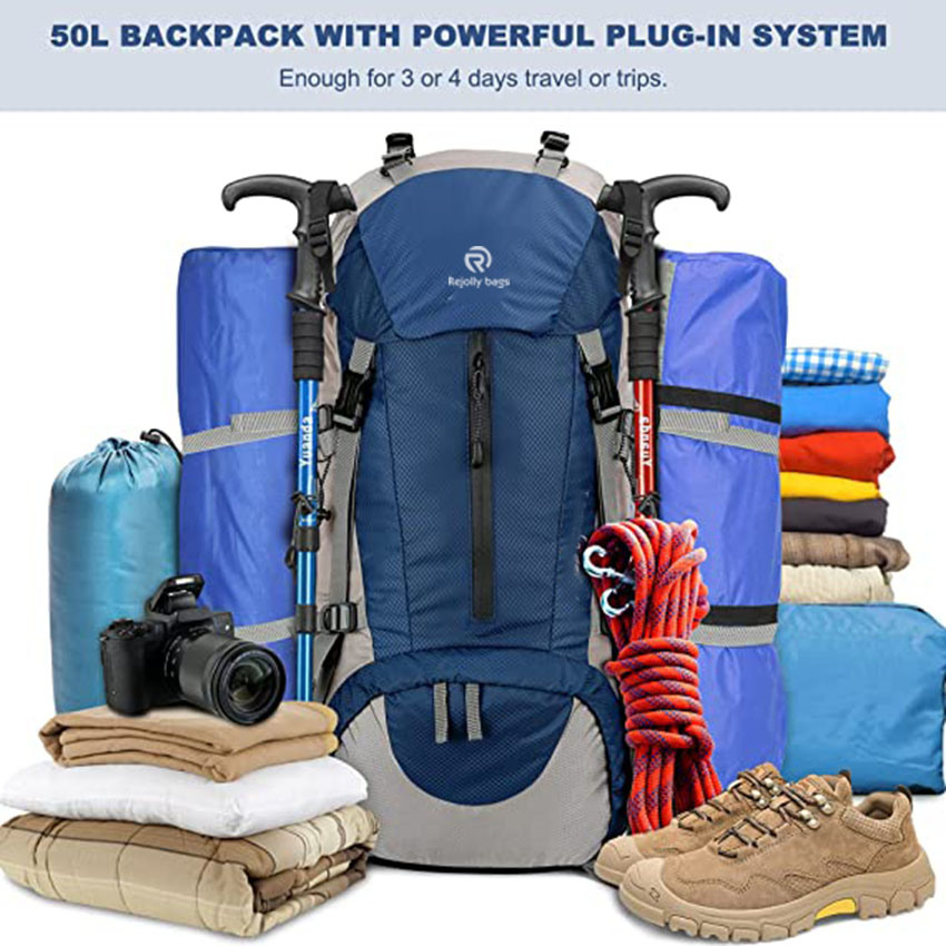 50L Hiking Backpack with Rain Cover for Outdoor Camping, Traveling, Backpacking, Trekking, Mountaineering