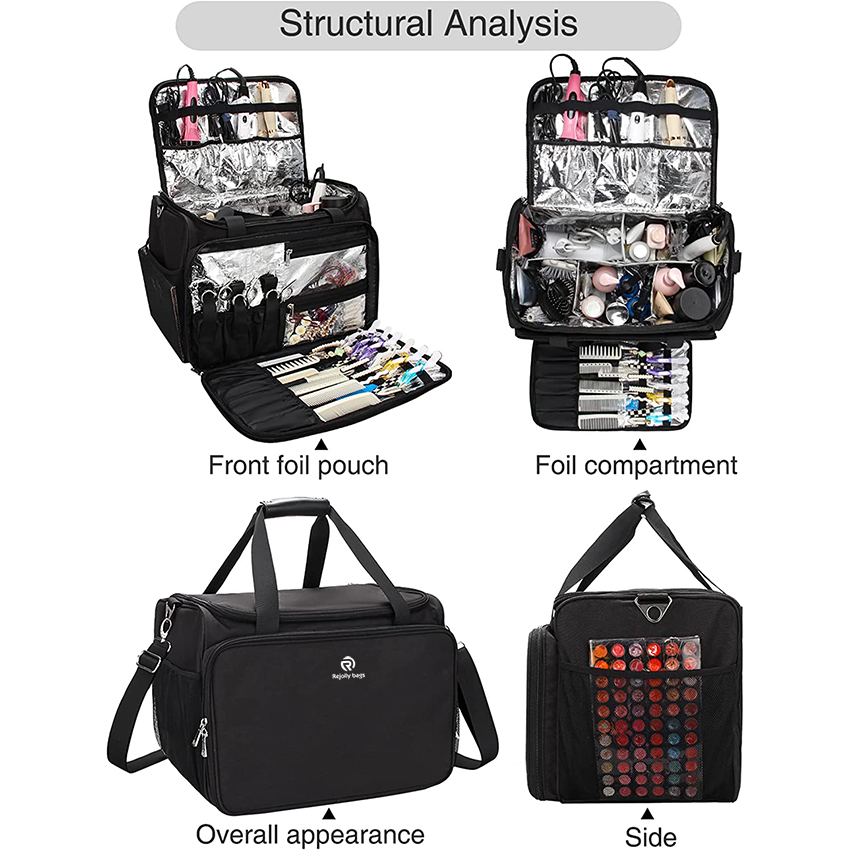 Toiletry Travel Bag, Cosmetics Beauty Hairdresser Bag with Shoulder Strap Insulation Material Cosmetic Bag RJ21684