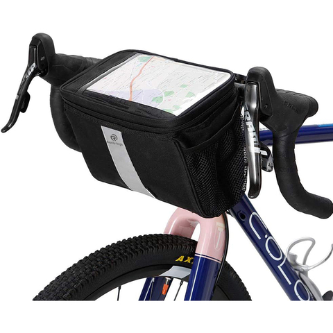 Bike Handlebar Bag Bicycle Insulated Cooler Bag with Reflective Strap Touchable Transparent Phone Pouch Bicycle Bag 