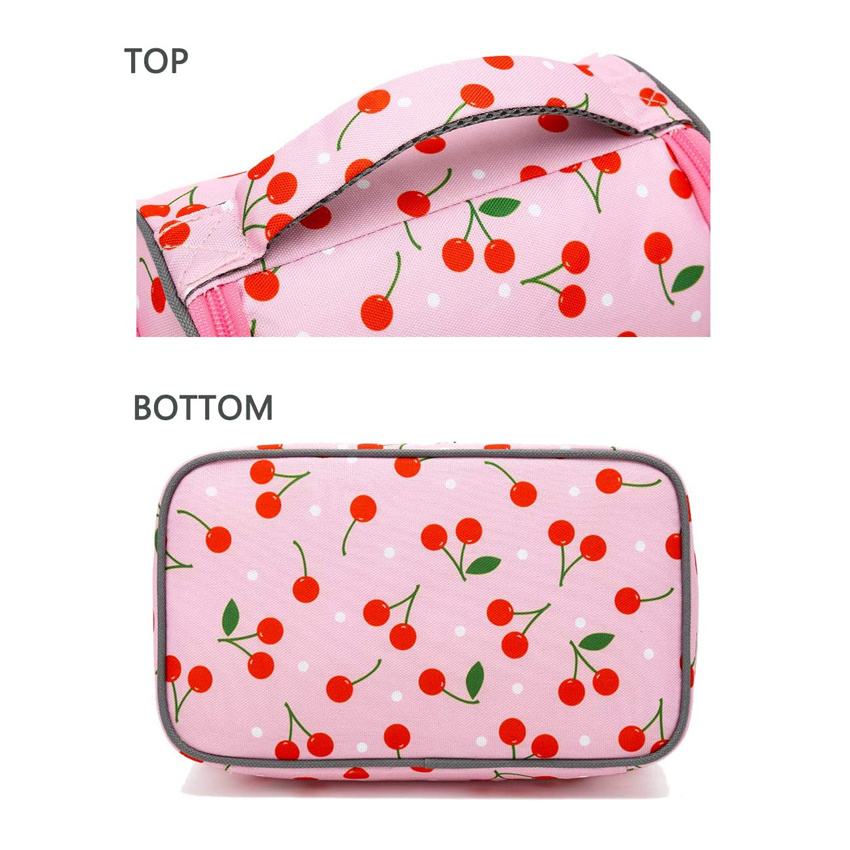 Simple and Lovely Pink Lunch Bag Durable Food Insulated Bag Weekend Picnic Bag