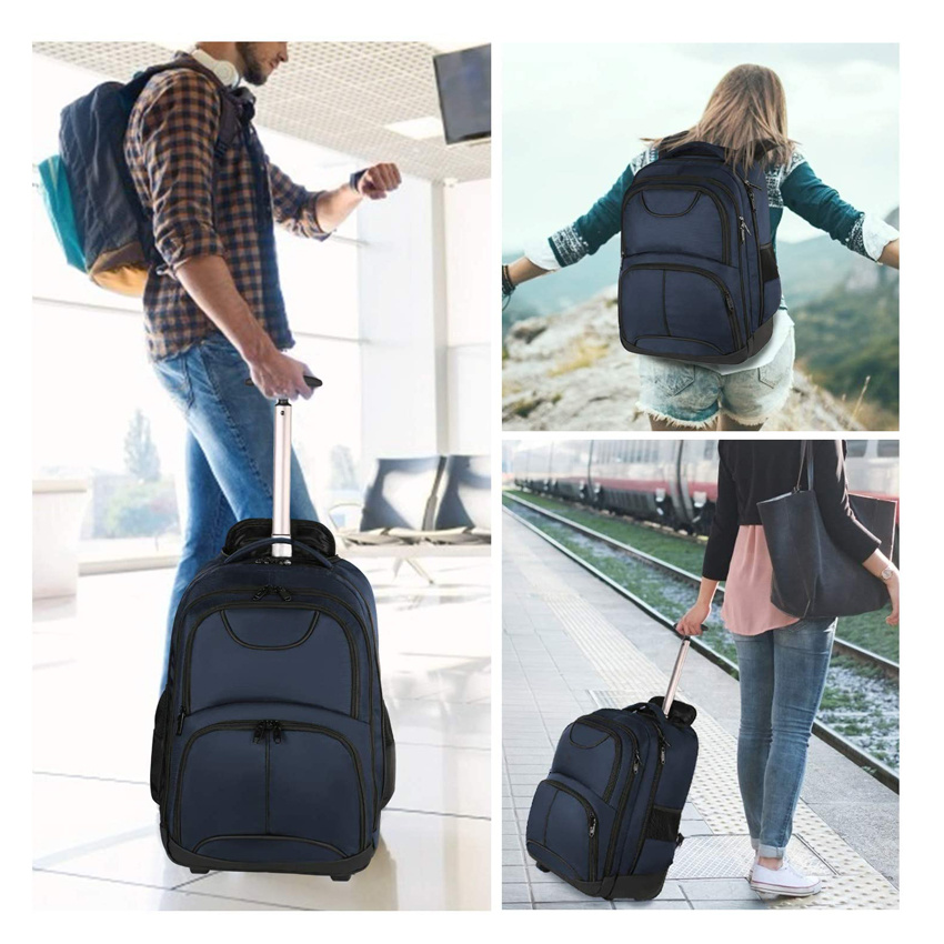 Backpack with Wheels Travel Rolling Backpack for Men Women Carry on Luggage Business Bag
