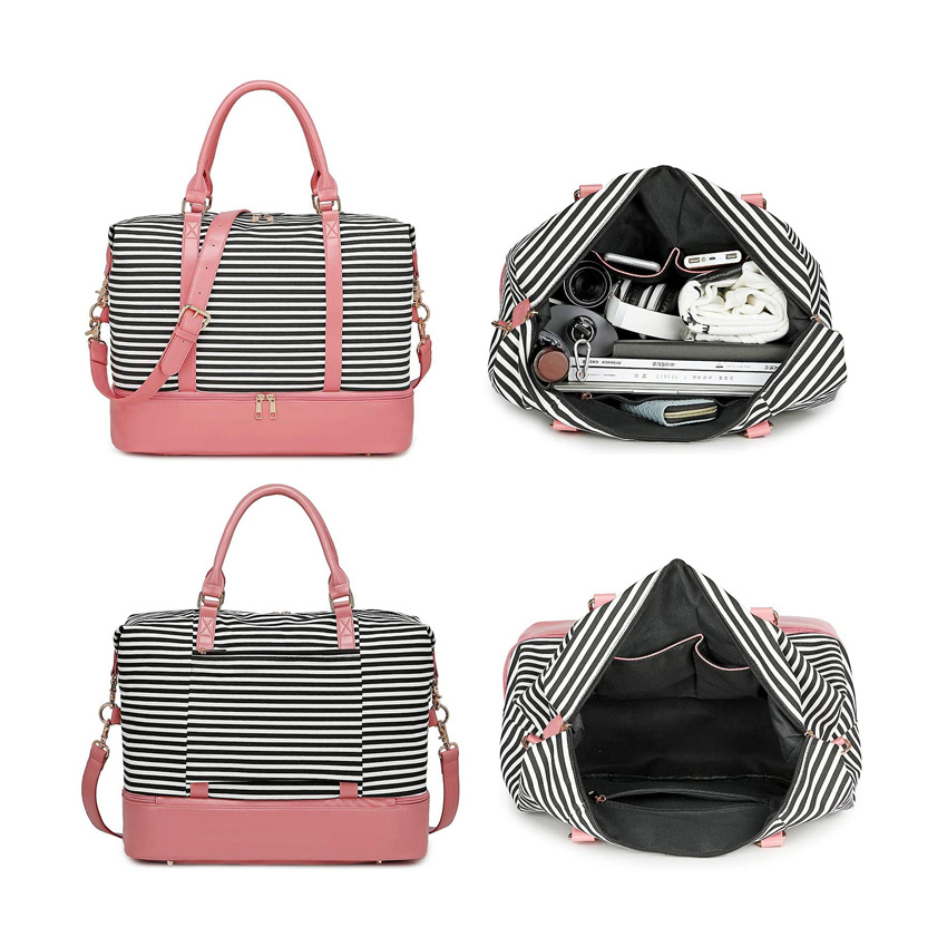 Woman Travel Duffle Bag with Shoe Compartment Storage Bag Luggage Bags